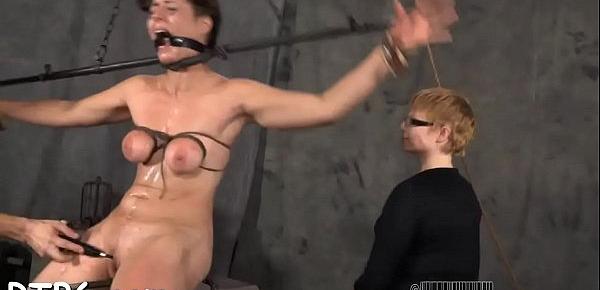  Pretty slaves are tied and given hardcore sadomasochism torture